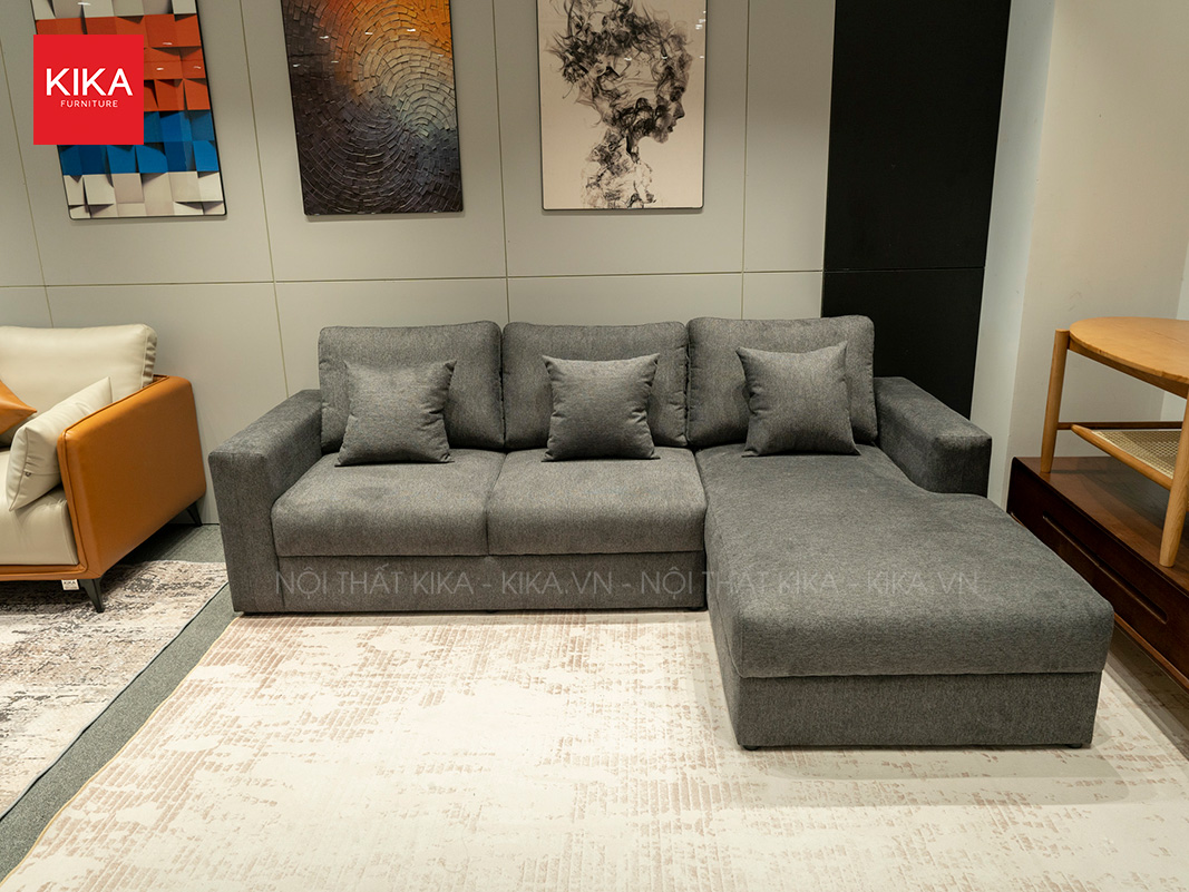 Ghế sofa góc nỉ Hàn Quốc màu ghi đậm thiết kế hiện đại - SF409 10 sofa góc nỉ