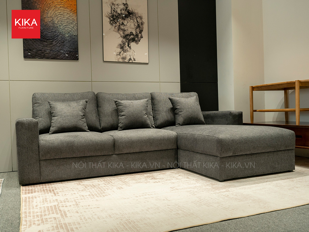 Ghế sofa góc nỉ Hàn Quốc màu ghi đậm thiết kế hiện đại - SF409 11 sofa nỉ