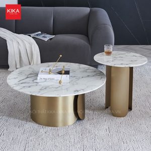 Bàn trà đôi mặt đá khung thép sơn tĩnh điện thời thượng - BT317