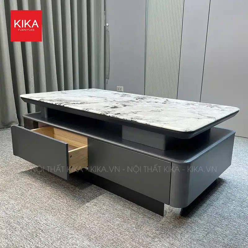 Bàn trà mặt đá Thạch Anh khung gỗ nhập khẩu cao cấp - BT325 10 Bàn trà mặt đá