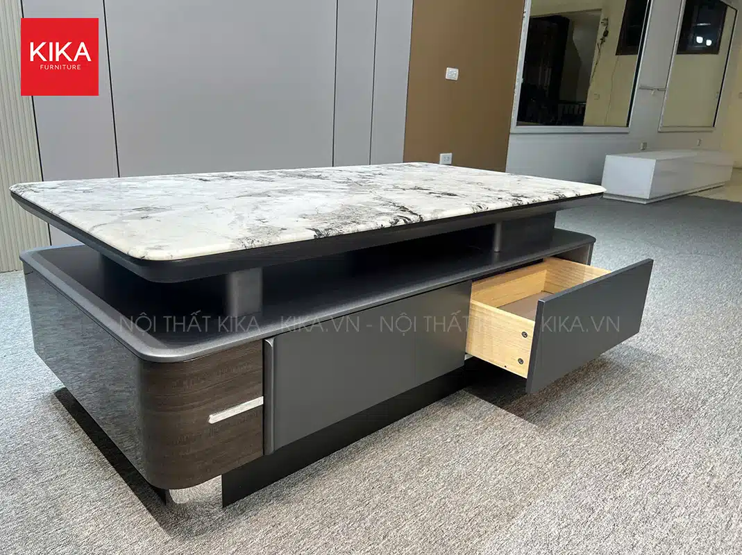 Bàn trà mặt đá Thạch Anh khung gỗ nhập khẩu cao cấp - BT325 13 Bàn trà mặt đá