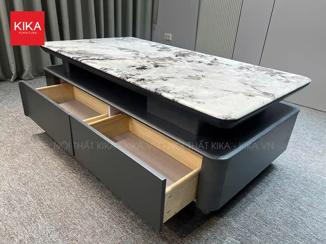 Bàn trà mặt đá Thạch Anh khung gỗ nhập khẩu cao cấp - BT325 14 Bàn trà mặt đá