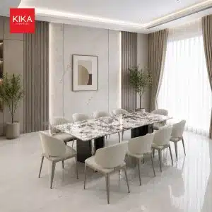 Bộ bàn ăn mặt đá cẩm thạch 10 ghế cao cấp - BA479