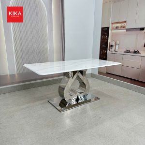 Bộ bàn ăn nhập khẩu chân inox kết hợp thép sơn giả gỗ cao cấp - BA484 5 Bộ bàn ăn nhập khẩu chân inox kết hợp thép sơn giả gỗ cao cấp - BA484