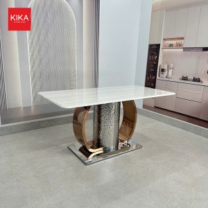 Bộ bàn ăn 6 ghế hiện đại chân thép sơn giả gỗ - BA492 5 Bộ bàn ăn 6 ghế hiện đại chân thép sơn giả gỗ - BA492
