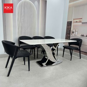 Bộ bàn ăn nhập khẩu mặt đá vi tinh thể chống trầy xước - BA491