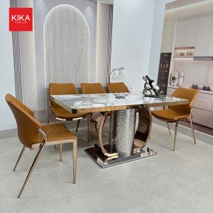 Bộ bàn 6 ghế da yên ngựa cao cấp, hiện đại – BA501