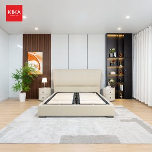 Giường ngủ nhập khẩu da bò thật thiết kế hiện đại, thanh lịch - GN101