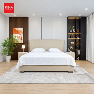 Giường ngủ nhập khẩu da bò thật thiết kế hiện đại, thanh lịch - GN101