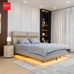 Giường ngủ nhập khẩu bọc da bò cao cấp thiết kế hiện đại - GN103